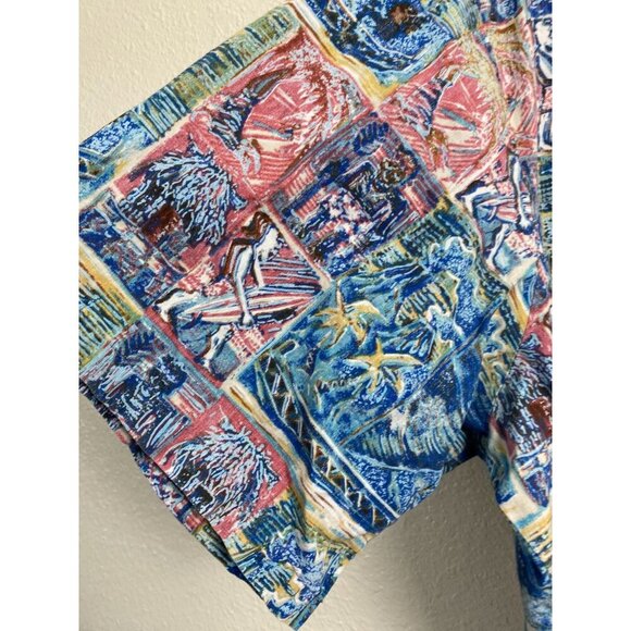 Vintage Kahala Hawaiian Islands collection Mens XL Cotton Blue Ocean Beach Palm - Picture 6 of 11